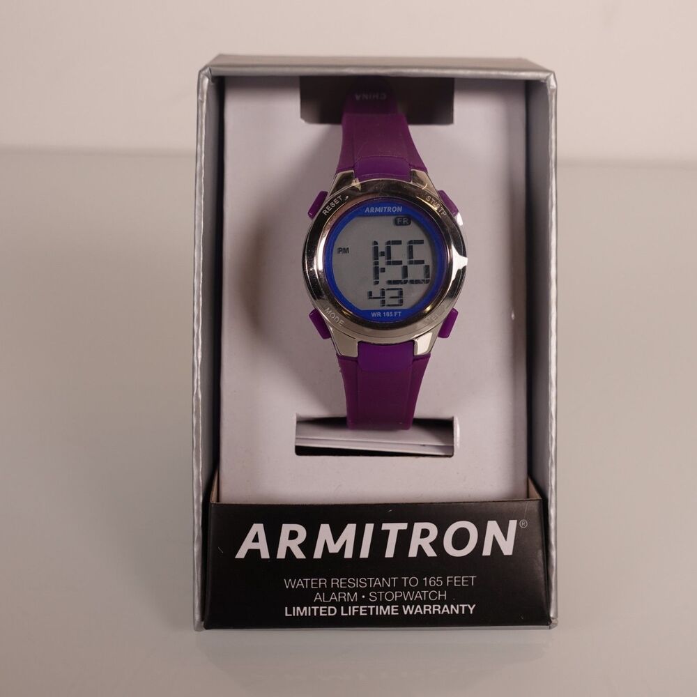 Armitron Sport Digital Watch Purple Silicone Band Water Resist 45/7042PRPTC New